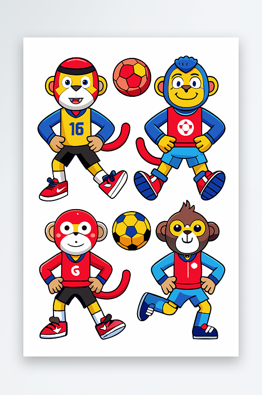 猴子矢量图标插画-众图网