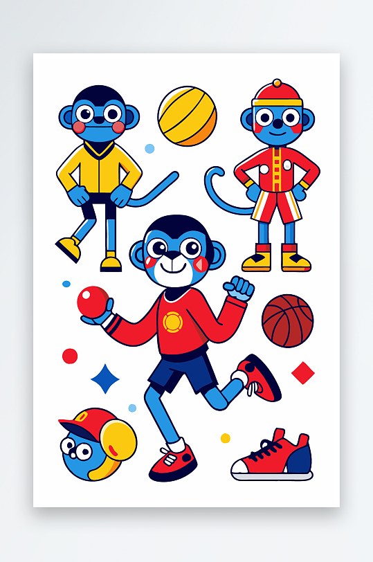 猴子矢量图标插画-众图网