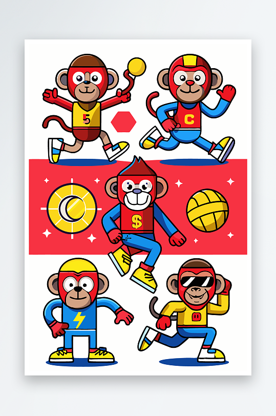 猴子矢量图标插画元素-众图网