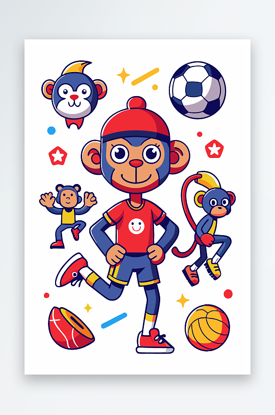 猴子矢量图标插画元素-众图网