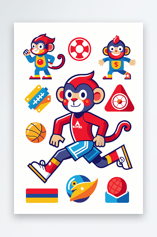 猴子矢量图标插画元素-众图网