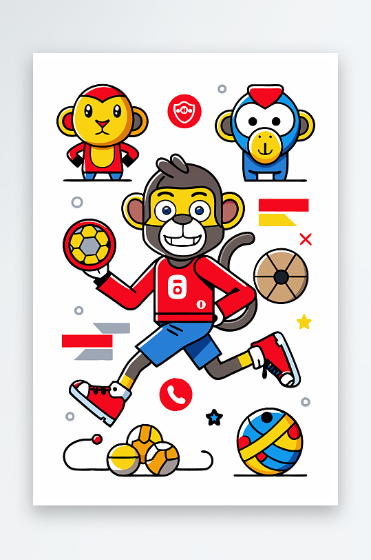 猴子矢量图标插画元素-众图网