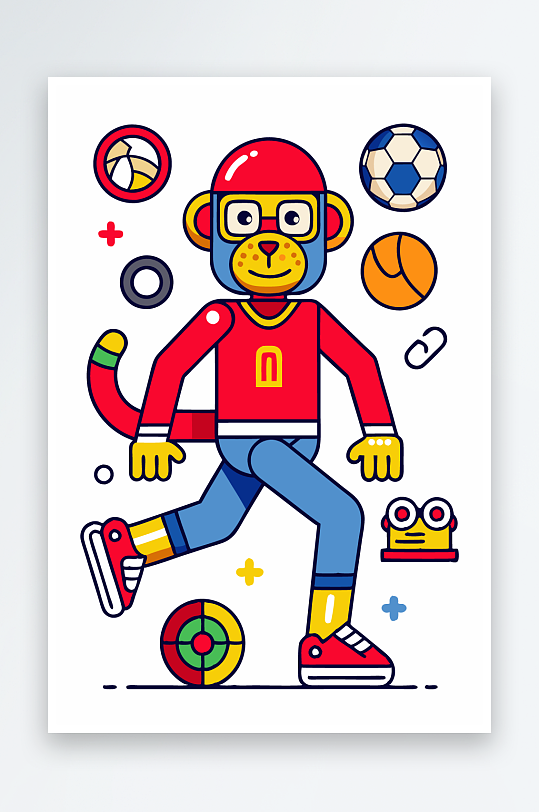 猴子矢量图标插画元素-众图网