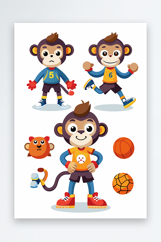 猴子矢量图标插画元素-众图网