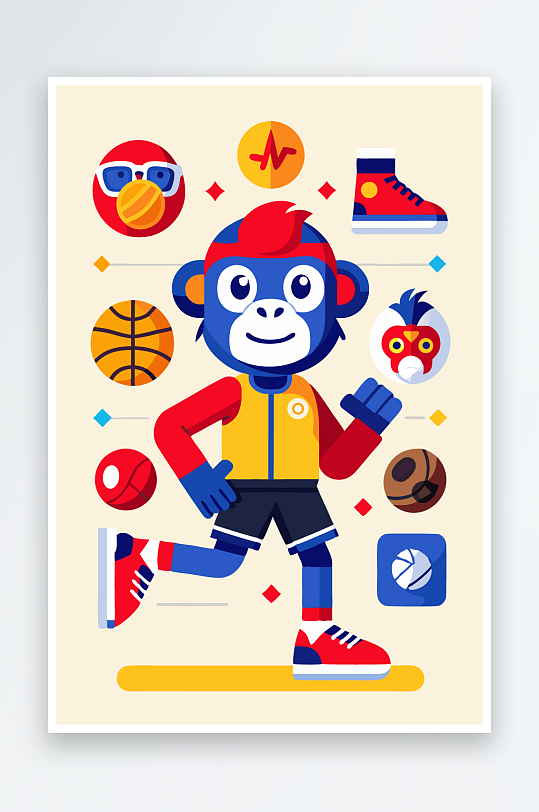 猴子矢量图标插画-众图网