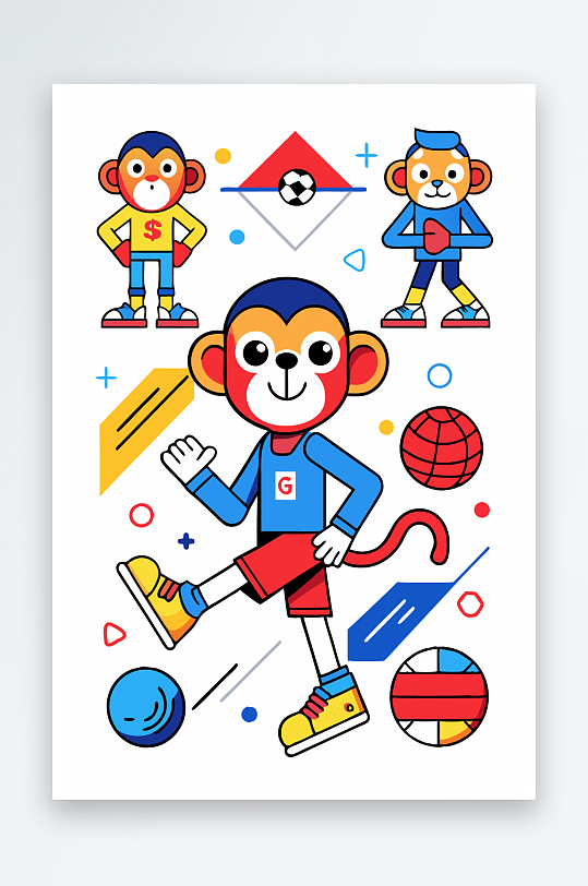 猴子矢量图标插画-众图网