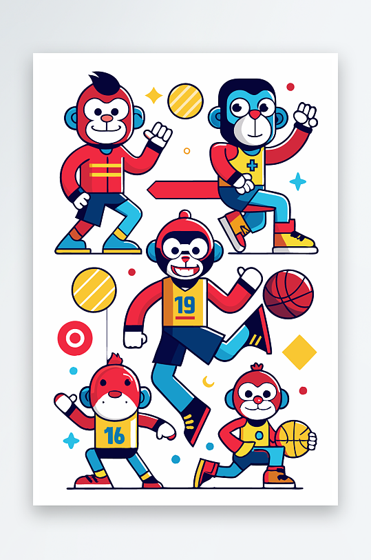 猴子矢量图标插画-众图网