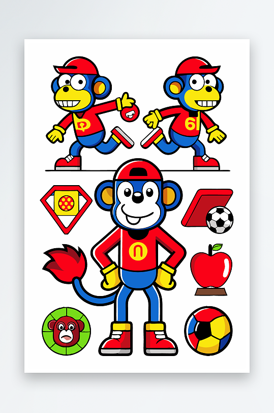 猴子矢量图标插画元素-众图网