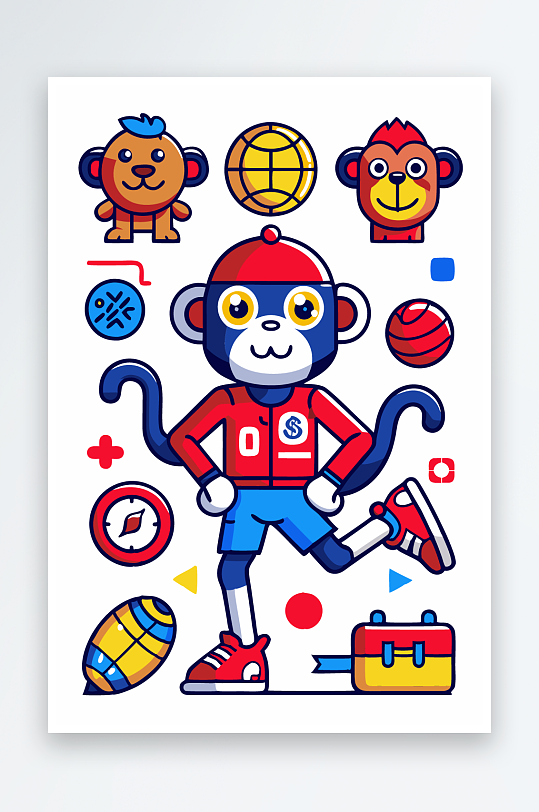 猴子矢量图标插画元素-众图网