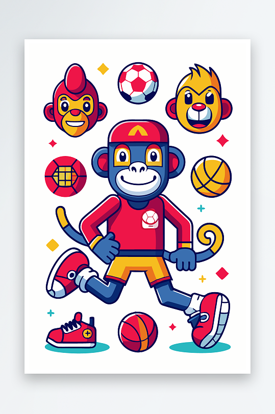 猴子矢量图标插画元素-众图网