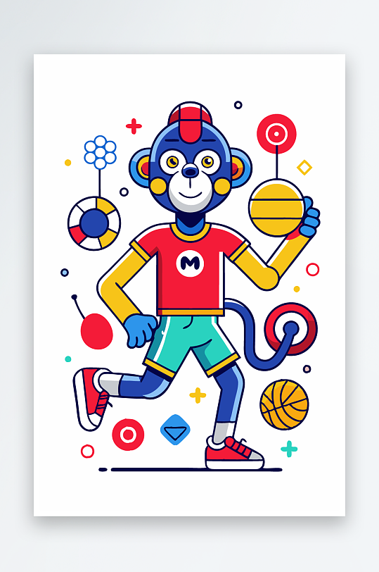 猴子矢量图标插画元素-众图网