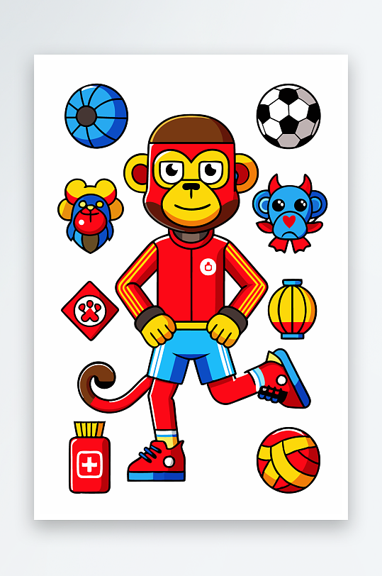 猴子矢量图标插画-众图网