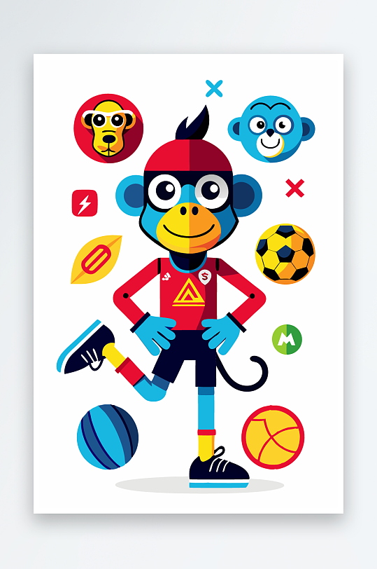 猴子矢量图标插画-众图网