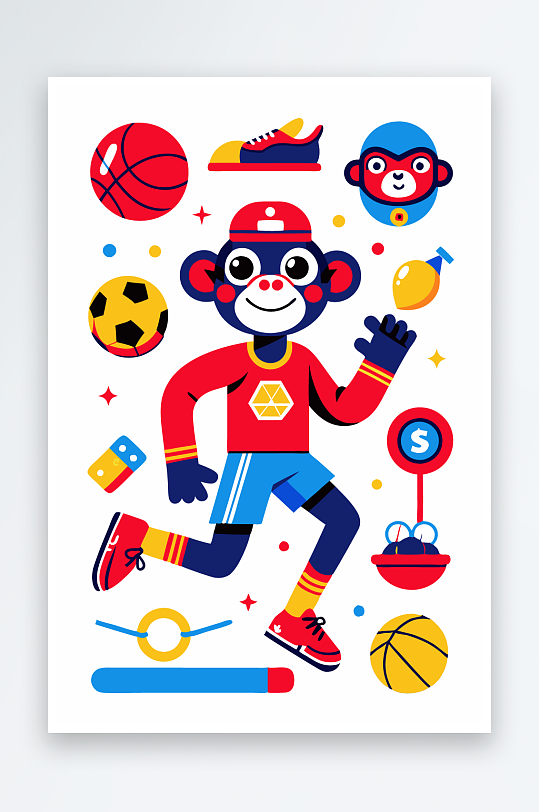 猴子矢量图标插画元素-众图网