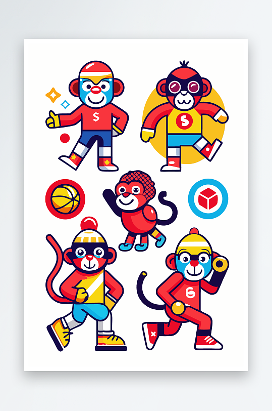 猴子矢量图标插画元素-众图网