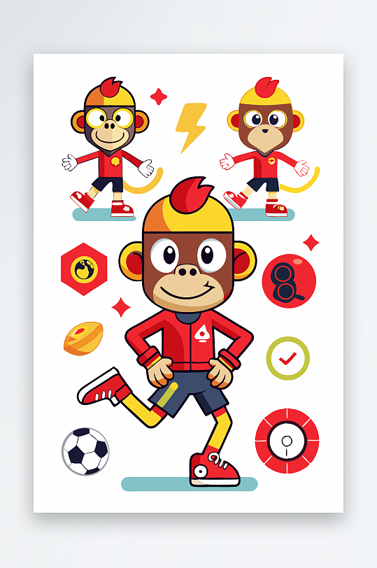 猴子矢量图标插画元素-众图网