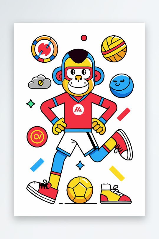 猴子矢量图标插画元素-众图网