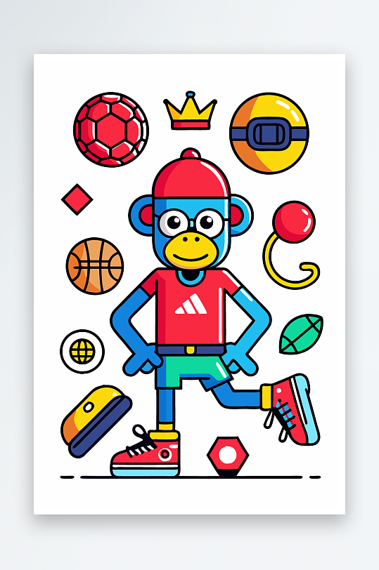 猴子矢量图标插画元素-众图网