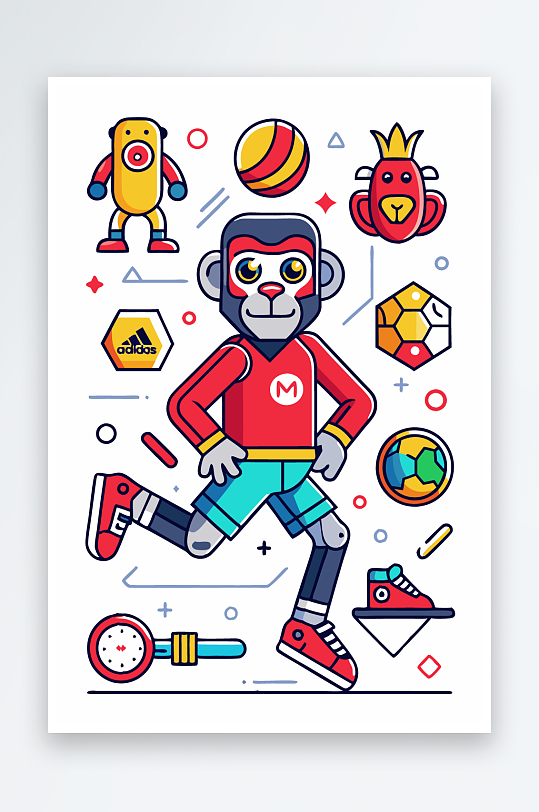 猴子矢量图标插画元素-众图网