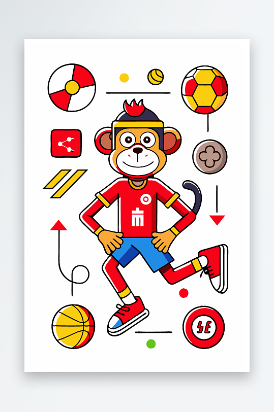 猴子矢量图标插画-众图网