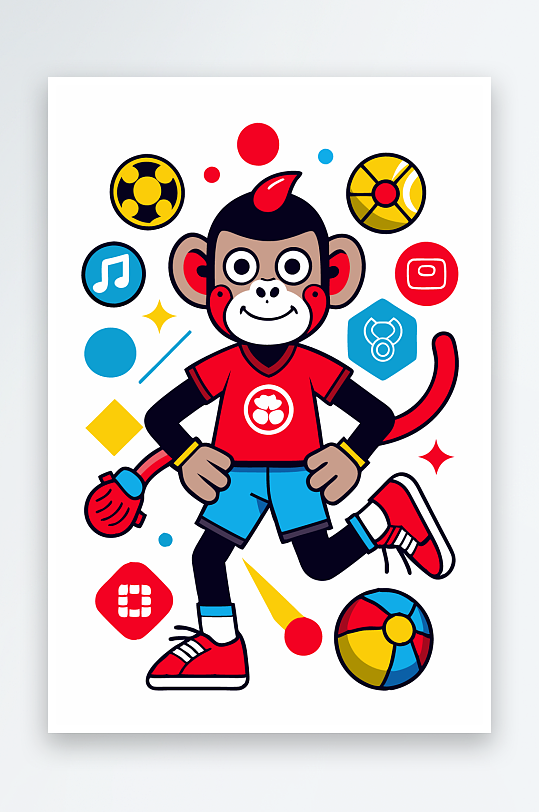 猴子矢量图标插画-众图网