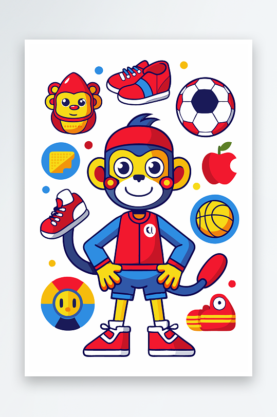 猴子矢量图标插画-众图网