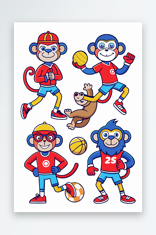 猴子矢量图标插画-众图网