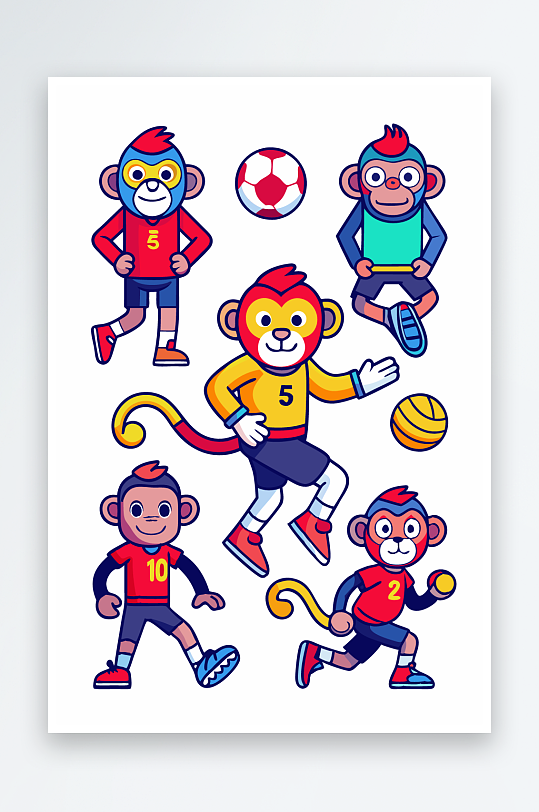 猴子矢量图标插画-众图网