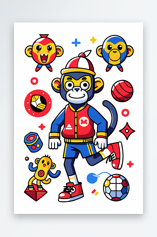 猴子矢量图标插画-众图网