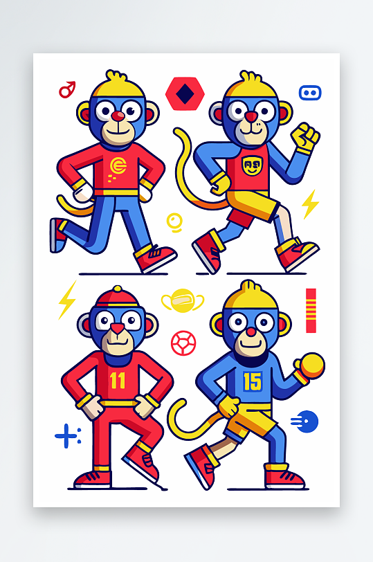 猴子矢量图标插画-众图网