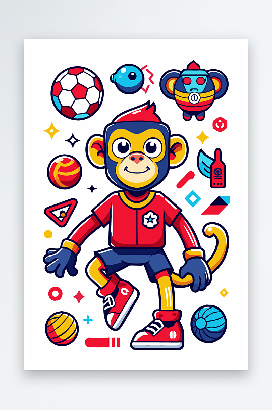 猴子矢量图标插画-众图网