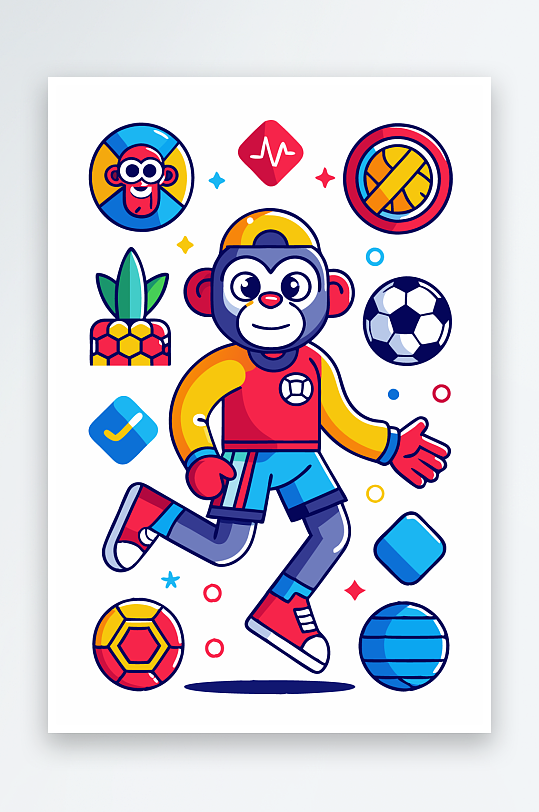 猴子矢量图标插画-众图网