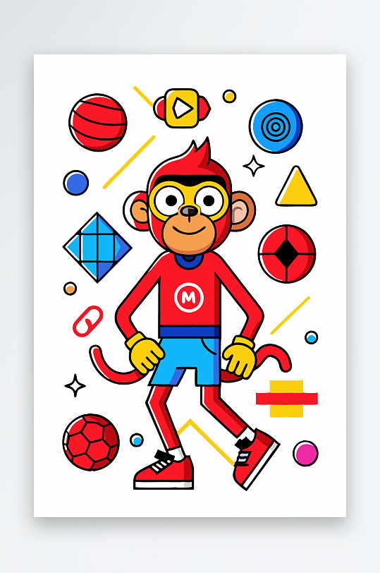 猴子矢量图标插画元素-众图网