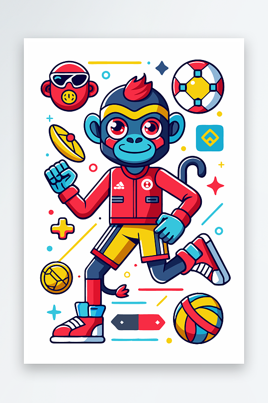 猴子矢量图标插画元素-众图网