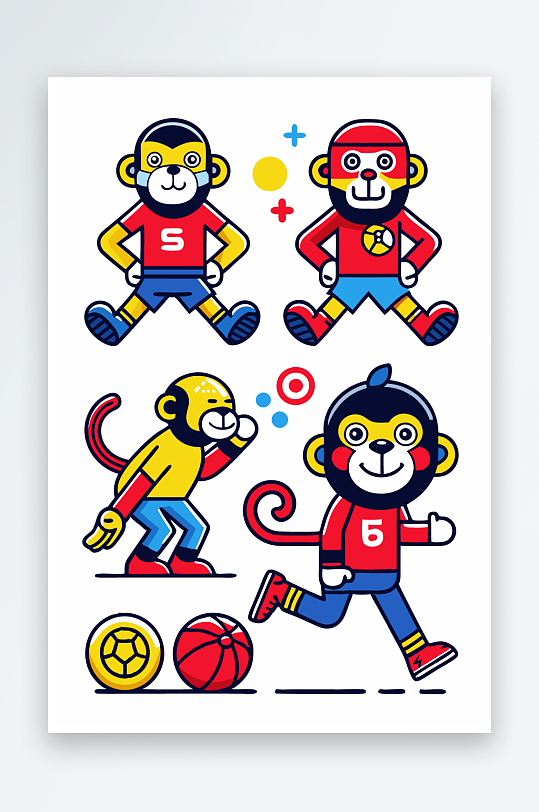 猴子矢量图标插画元素-众图网