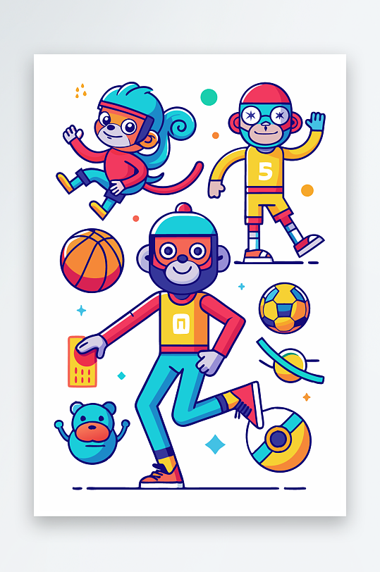 猴子矢量图标插画元素-众图网