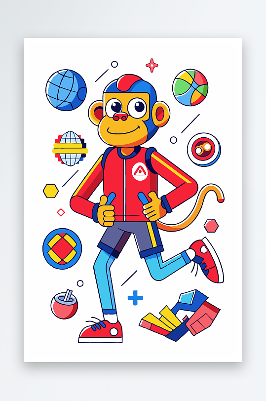 猴子矢量图标插画元素-众图网