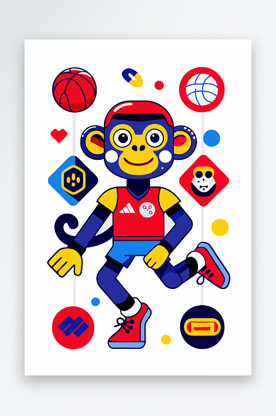 猴子矢量图标插画元素-众图网