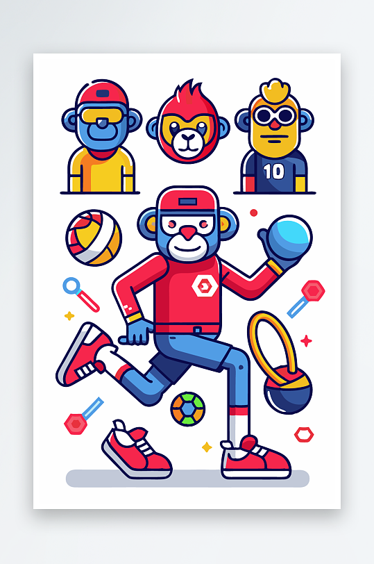 猴子矢量图标插画元素-众图网