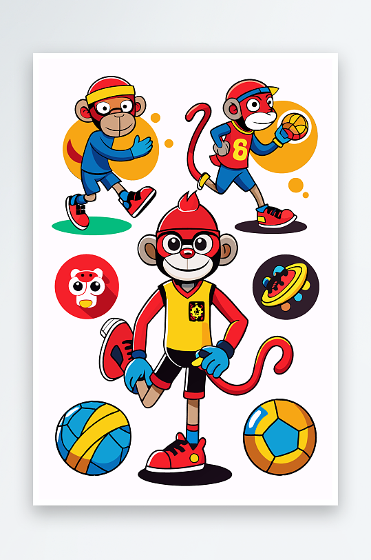 猴子矢量图标插画元素-众图网