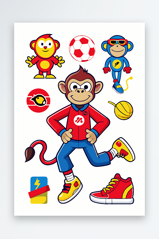 猴子矢量图标插画-众图网