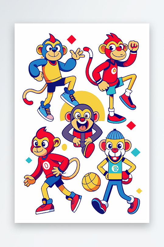 猴子矢量图标插画-众图网