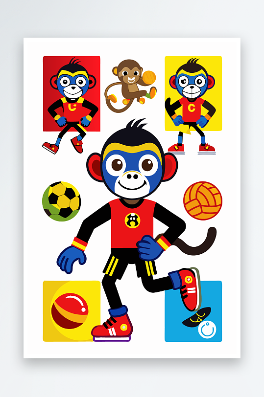 猴子矢量图标插画-众图网