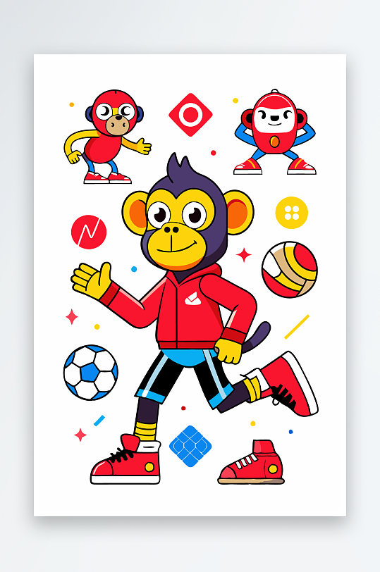 猴子矢量图标插画-众图网