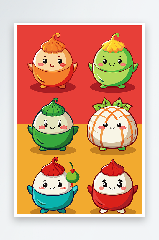 包子美食图标插画元素-众图网