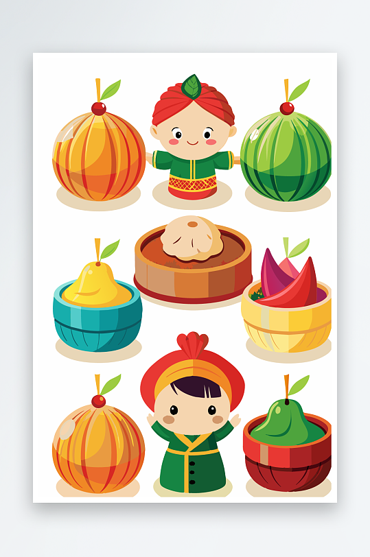 包子美食图标插画-众图网