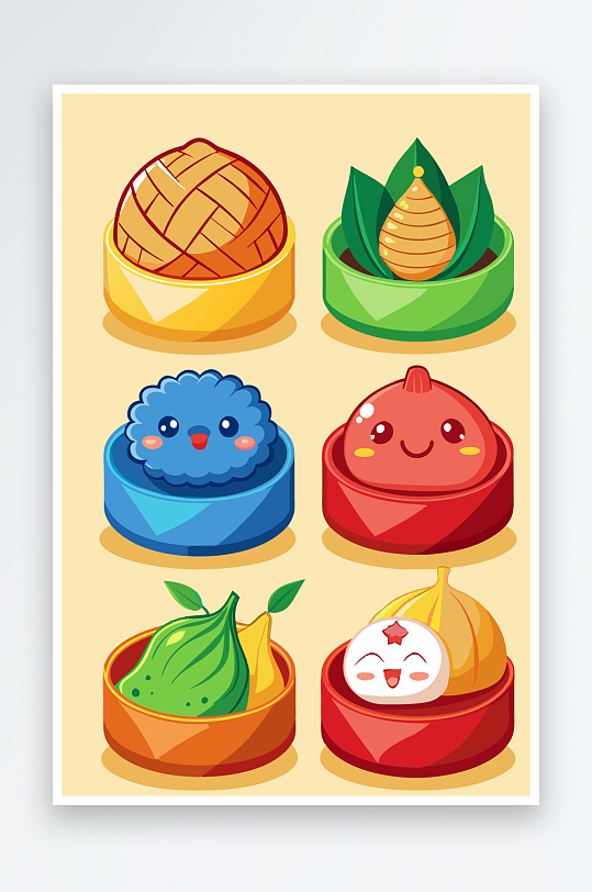 包子美食图标插画-众图网