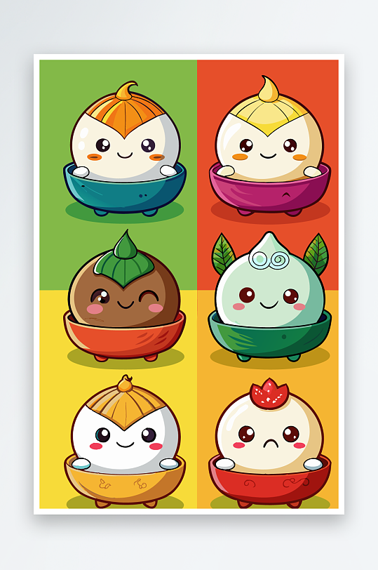 包子美食图标插画元素-众图网