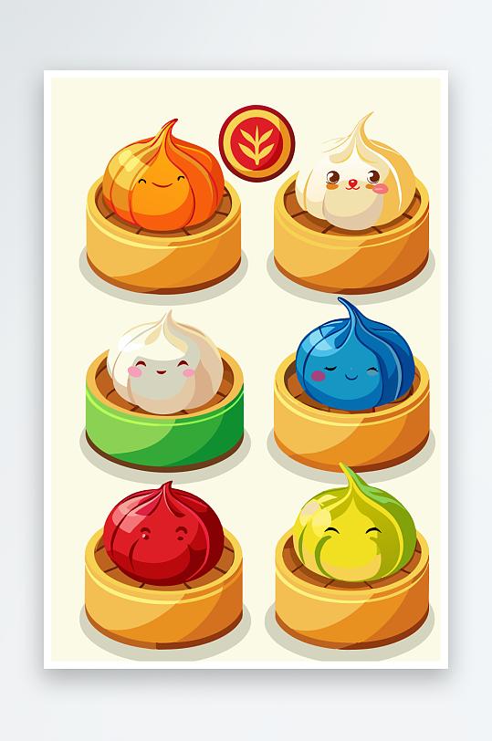 包子美食图标插画元素-众图网