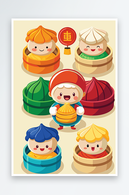 包子美食图标插画元素-众图网